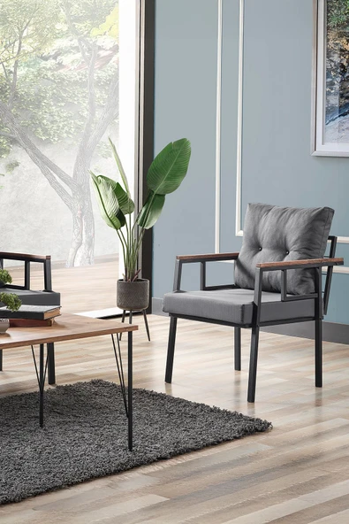 Evdemo Saye Metal Bahçe Balkon Oturma Takımı 2+1+1+Orta Sehpa Antrasit - 4
