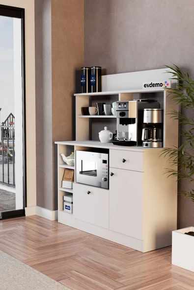 Evdemo Latte Çok Amaçlı Dolap Kahve Köşesi Beyaz - 2
