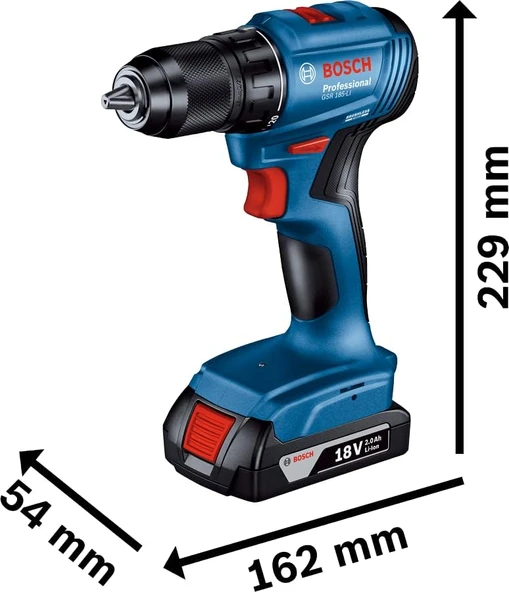 Bosch Professional GSR 185-Li 2Ah Çift Akülü Delme/Vidalama Makinesi - 06019K3000 - 2