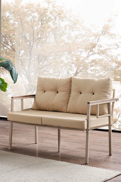 Evdemo Saye Metal Bahçe Balkon Oturma Takımı 2+1+1+Orta Sehpa Cappuccino - 2