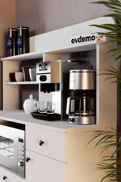 Evdemo Latte Çok Amaçlı Dolap Kahve Köşesi Beyaz - 4