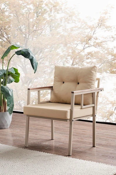 Evdemo Saye Metal Bahçe Balkon Oturma Takımı 2+1+1+Orta Sehpa Cappuccino - 3