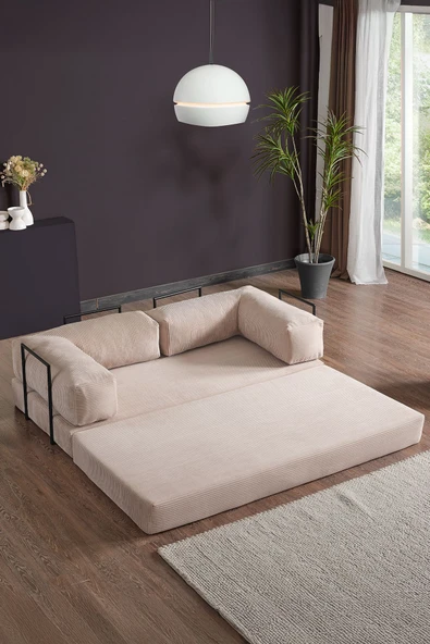 Evdemo Lounge Aktivite Koltuğu Çok Amaçlı Koltuk Yatak Krem - 4