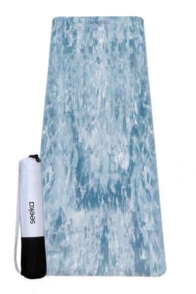 Seeka Marble Yoga Mat - Mavi (183cm x 68cm Eksta Geniş Ekstra Uzun)