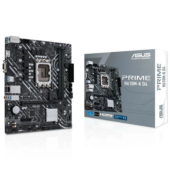 Asus PRIME H610M-K D4 Intel H610 LGA1700 3200MHz DDR4 M.2 HDMI D-Sub USB3.2 mATX Anakart