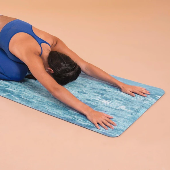 Seeka Marble Yoga Mat - Mavi (183cm x 68cm Eksta Geniş Ekstra Uzun) - 3