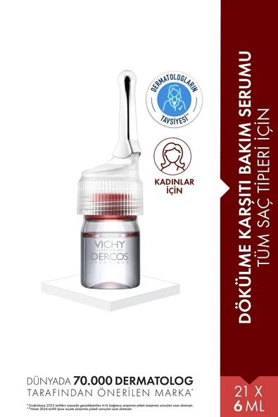 Vichy Dercos Aminexil Clinical 5 Kadın Dökülme Karşıtı Saç Serumu 21 x 6 ml