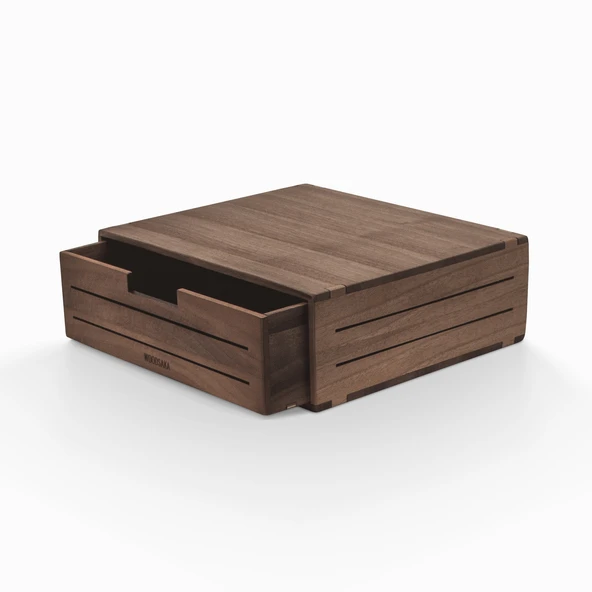 Woodsaka 3line Çekmeceli Monitör Stand & Araç-Gereç Saklama Kutusu - Büyük - Ceviz Ağacından - 6