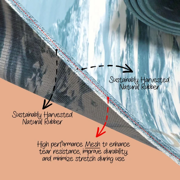 Seeka Marble Yoga Mat - Mavi (183cm x 68cm Eksta Geniş Ekstra Uzun) - 6