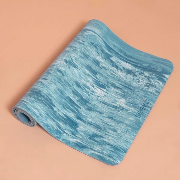 Seeka Marble Yoga Mat - Mavi (183cm x 68cm Eksta Geniş Ekstra Uzun) - 2
