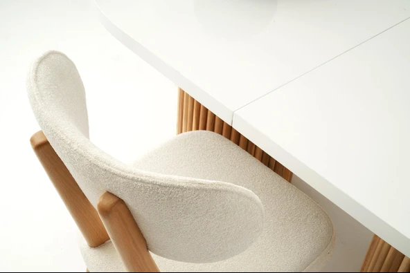 Açılır Oval HIGH GLOSS Yemek Masası Takımı Masal Sandalye Natural 1 Masa 4 Sandalye ) - 8