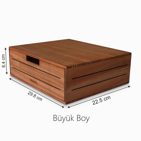 Woodsaka 3line Çekmeceli Monitör Standı ve Araç-Gereç Saklama Kutusu - Büyük - Kiraz Ağacından - 5