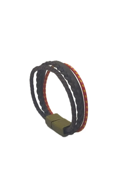 UNİSEX MIKNATIS KİLİTLİ DERİ BİLEKLİK ürün görseli 1