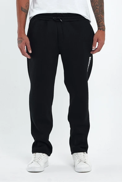 Erkek İçi Polarlı 3 iplik Kalın Brooklyn Baskılı Eşofman Altı SPR25EA70 - Resim 5