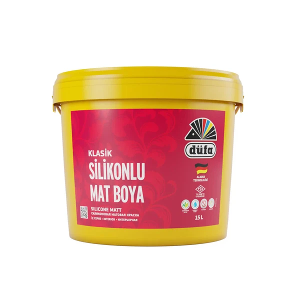 Düfa Klasik Silikonlu Mat İç Cephe Duvar Boyası 7550 Ferah Gri 15 l