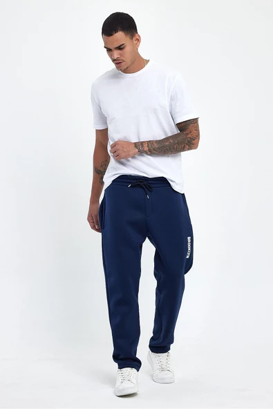 Erkek İçi Polarlı 3 iplik Kalın Brooklyn Baskılı Eşofman Altı SPR25EA70 - Resim 7