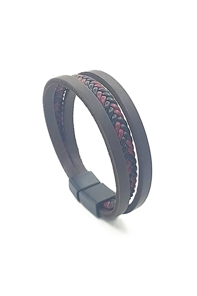 UNİSEX MIKNATIS KİLİTLİ DERİ BİLEKLİK ürün görseli 1