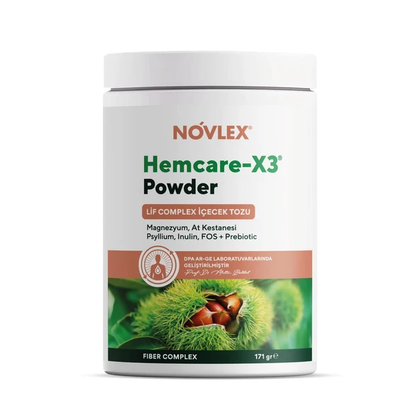 Novlex Hemcare-X3, Magnezyum, Lif kompleksi ve At kestanesi Toz (Powder) İçecek 171gr