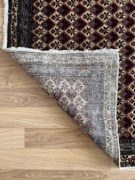 128x202 cm Nadir Vintage Türk Halısı, El Yapımı Çiçek Desenli, Yıkanabilir Antik Halı, Ev için Country Tarzı Özel Halı - 9