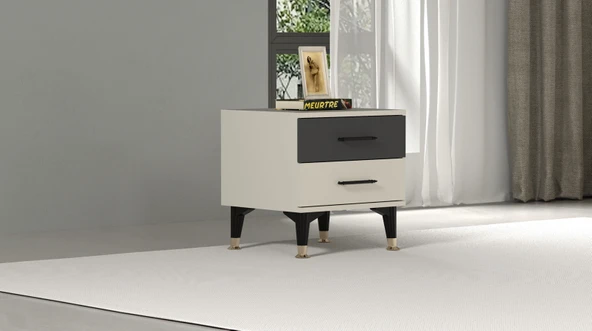 WoolArt MUDOX - KOMODİN - 2 ÇEKMECELİ - YERDEN YÜKSEK AYAKLI - MODERN
