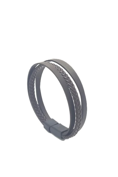 UNİSEX MIKNATIS KİLİTLİ DERİ BİLEKLİK ürün görseli 1