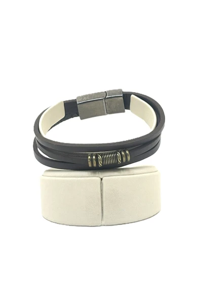 UNİSEX MIKNATIS KİLİTLİ DERİ BİLEKLİK ürün görseli 1