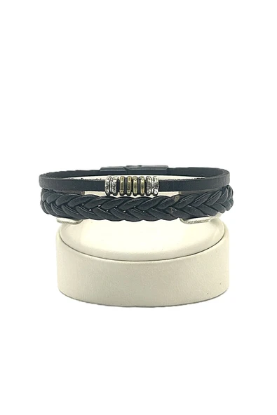 UNİSEX MIKNATIS KİLİTLİ DERİ BİLEKLİK - Resim 2