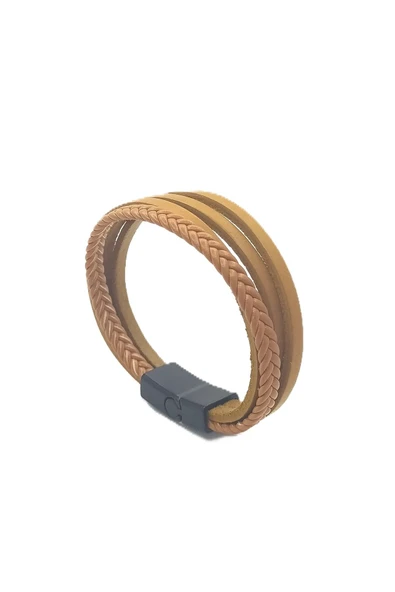 UNİSEX MIKNATIS KİLİTLİ DERİ BİLEKLİK ürün görseli 1