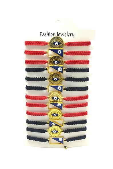 12’ŞERLİ  AYARLANABİLİR İPLİ UNİSEX BİJUTERİ BİLEKLİK SETİ ürün görseli 1