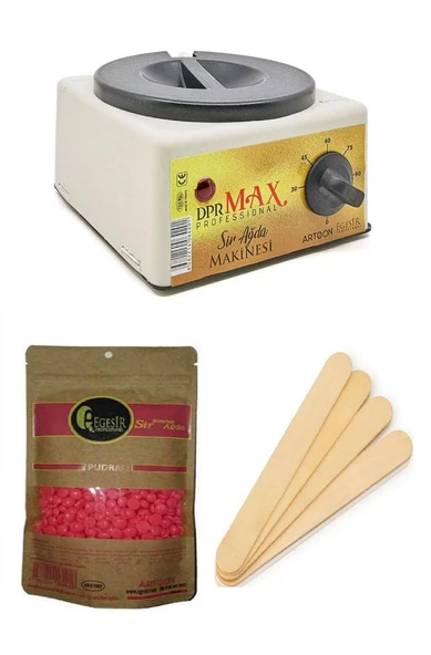 Ege Sir Dpr Max Ağda Makinesi + Ege Sir Pudralı Boncuk Sir Ağda + Spatula x 5