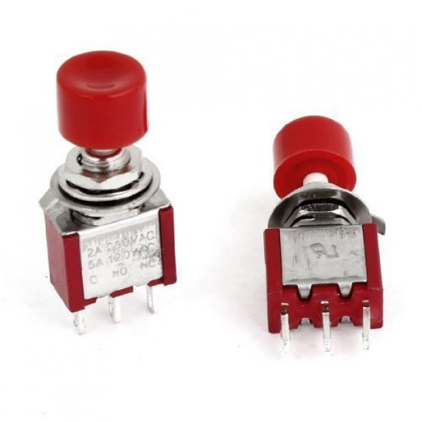 SWİTCH TOGGLE PUSH YUVARLAK KIRMIZI  BUTON 3 pin ( SA-8701 ) MPS