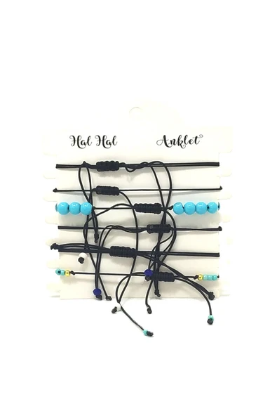 6’ŞARLI  AYARLANABİLİR İPLİ UNİSEX BİJUTERİ BİLEKLİK SETİ - Resim 2