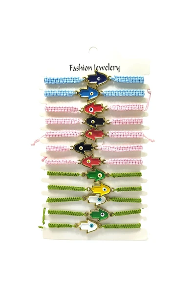 12’ŞERLİ  AYARLANABİLİR İPLİ UNİSEX BİJUTERİ BİLEKLİK SETİ ürün görseli 1