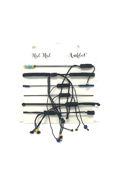 6’ŞARLI  AYARLANABİLİR İPLİ UNİSEX BİJUTERİ BİLEKLİK SETİ - Resim 2