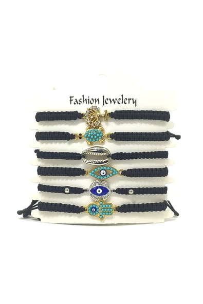 6’ŞARLI AYARLANABİLİR İPLİ UNİSEX BİJUTERİ BİLEKLİK SETİ