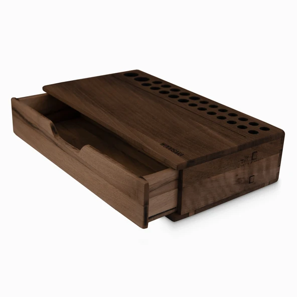 Woodska Reka Çekmeceli Kalemlik Organizer & Mini Aksesuar Kutusu - Ceviz - 4