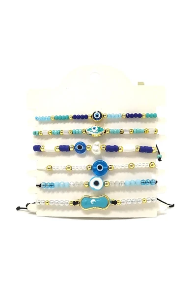 6’ŞARLI AYARLANABİLİR İPLİ UNİSEX BİJUTERİ BİLEKLİK SETİ