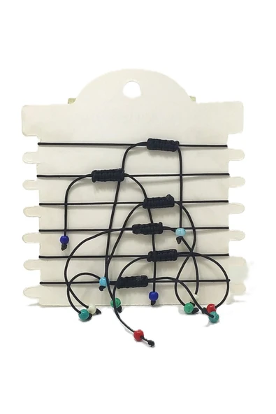 6’ŞARLI  AYARLANABİLİR İPLİ UNİSEX BİJUTERİ BİLEKLİK SETİ - Resim 2