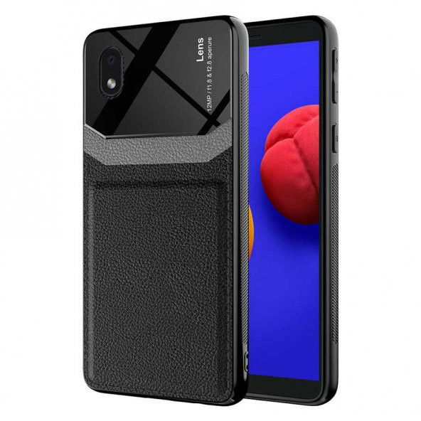 Galaxy A01 Core Kılıf Zore Emiks Deri Görünümlü Kılıf - 4