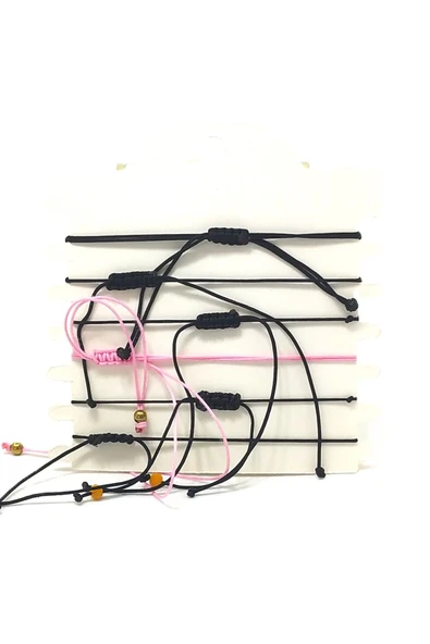 6’ŞARLI  AYARLANABİLİR İPLİ UNİSEX BİJUTERİ BİLEKLİK SETİ - Resim 2