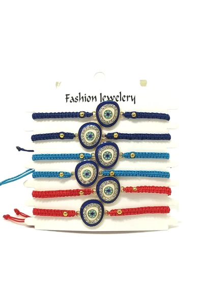 6’ŞARLI  AYARLANABİLİR İPLİ UNİSEX BİJUTERİ BİLEKLİK SETİ ürün görseli 1