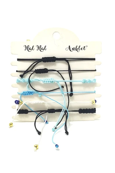 6’ŞARLI  AYARLANABİLİR İPLİ UNİSEX BİJUTERİ BİLEKLİK SETİ - Resim 2