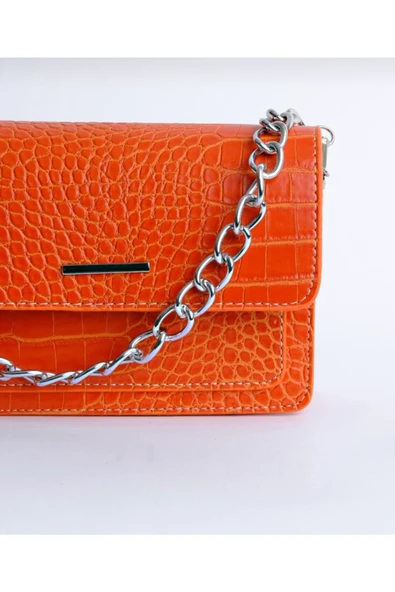 Kadın Timsah Desenli Omuz Çantası - Resim 3