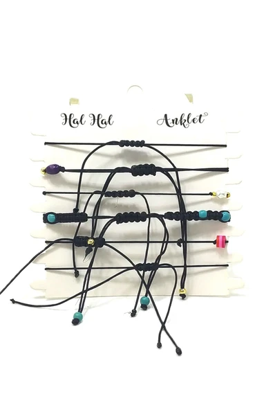 6’ŞARLI  AYARLANABİLİR İPLİ UNİSEX BİJUTERİ BİLEKLİK SETİ - Resim 2