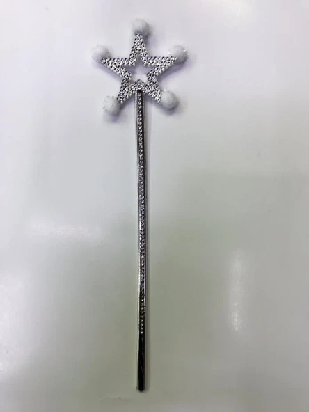 Yıldız Peri Asası Sihirli Değnek Beyaz Ponponlu - Resim 3