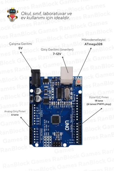 10'lu Paket Arduino UNO R3 CH340 Programlanabilir Geliştirme Kartı - Okul ve Sınıflar için MEB Uyumlu - 3