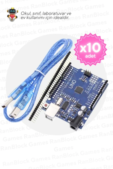 10'lu Paket Arduino UNO R3 CH340 Programlanabilir Geliştirme Kartı - Okul ve Sınıflar için MEB Uyumlu