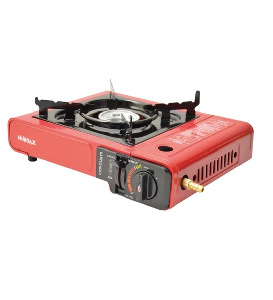 Tekli Portatif Ocak Tüp Kırmızı+3 Adet 220 Gr Kartuş Set - Resim 2