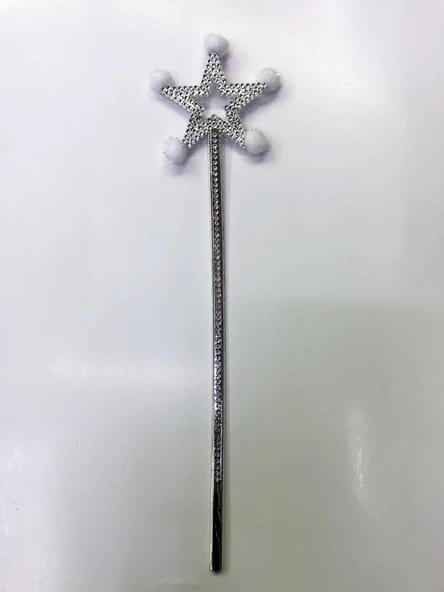 Yıldız Peri Asası Sihirli Değnek Beyaz Ponponlu - Resim 2