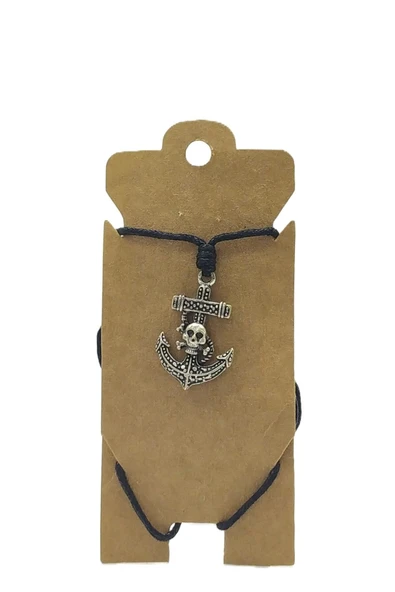 UNİSEX KOTON İP ASKILI VE GÜMÜŞ ANTİK KAPLAMALI TRİBAL KOLYE ürün görseli 1